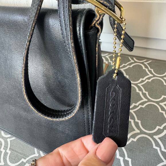 Coach Vintage Legacy Purse Black Leather Handbag Crossbody Flap 9821 - Picture 5 of 13